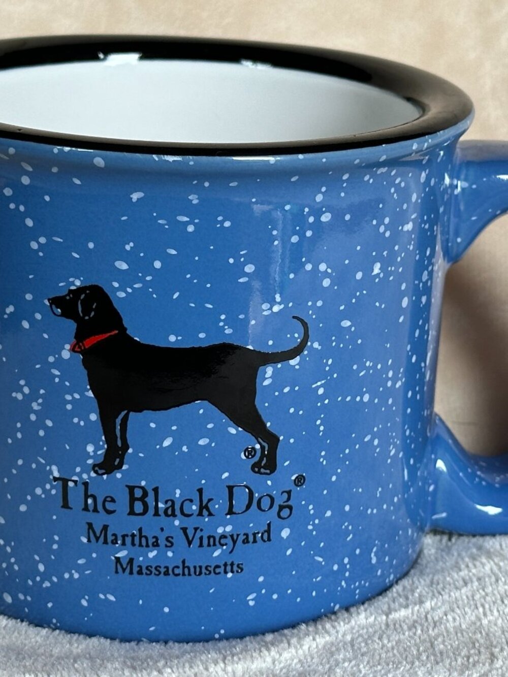 The Black Dog Tavern Campfire Mug Martha''s Vineyard Speckled Blue 12 oz EUC